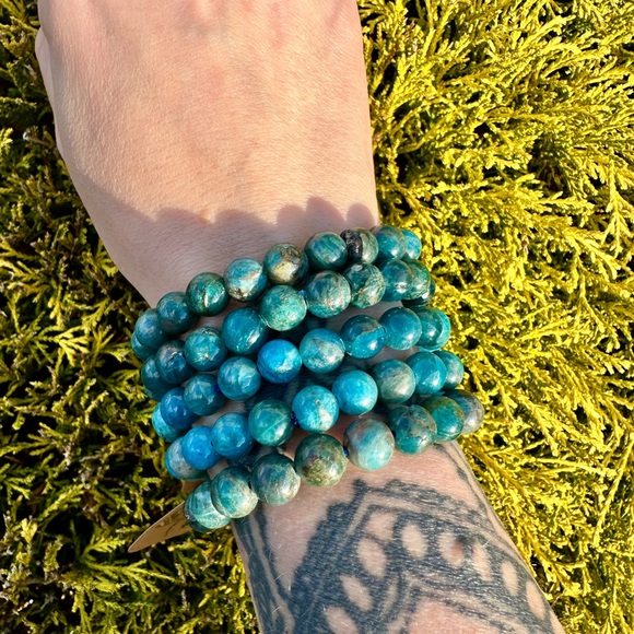 Jewelry - 9mm Apatite Beaded Bracelet